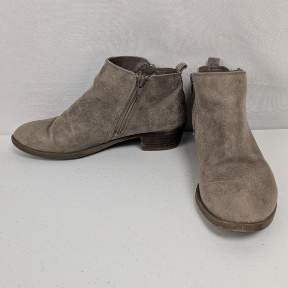 Ankle Boots Size 8 Tan Zip Faux Suede Low Block Heel - Picture 5 of 7